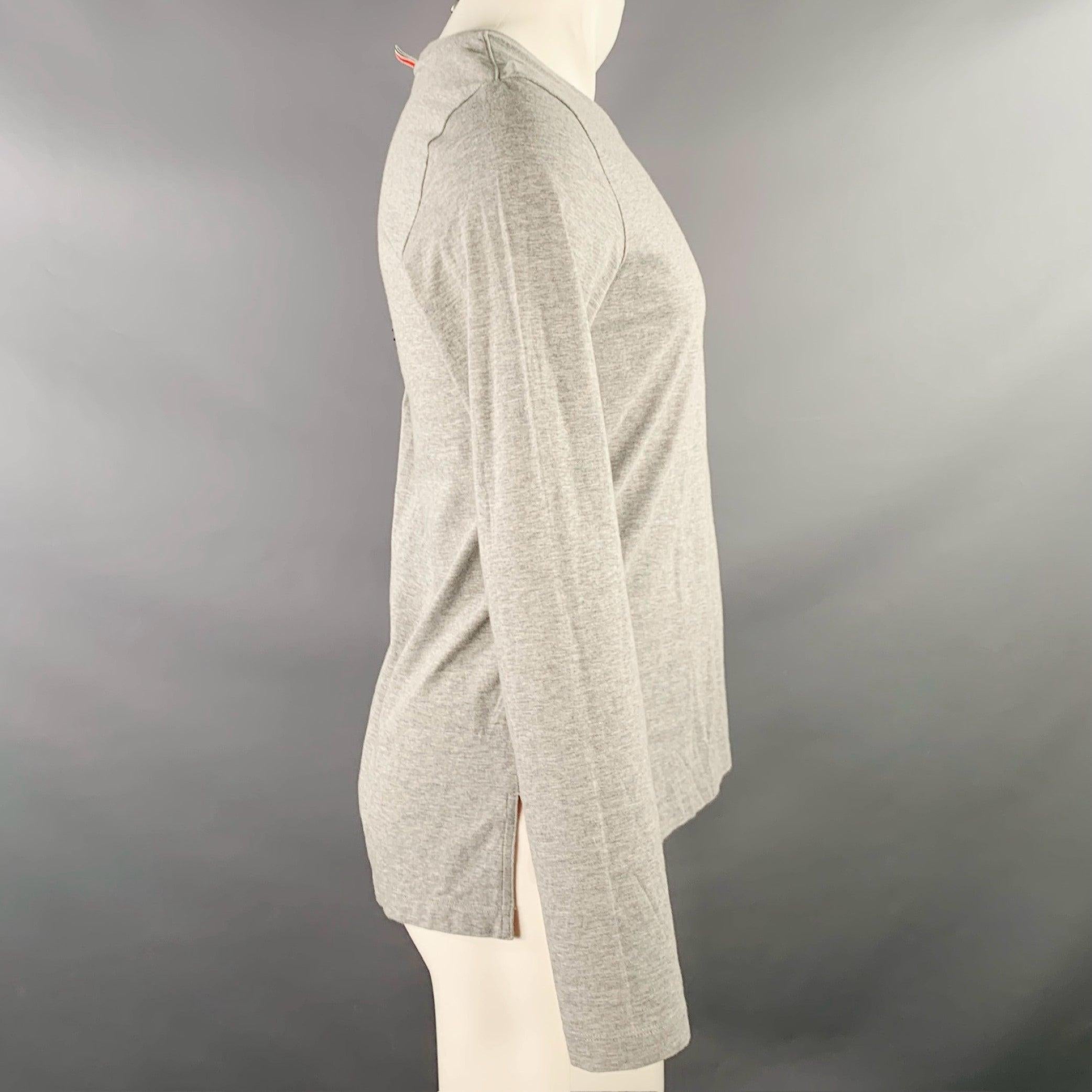Gray THOM BROWNE Size S Grey Cotton Crew Neck Long Sleeve T-shirt For Sale