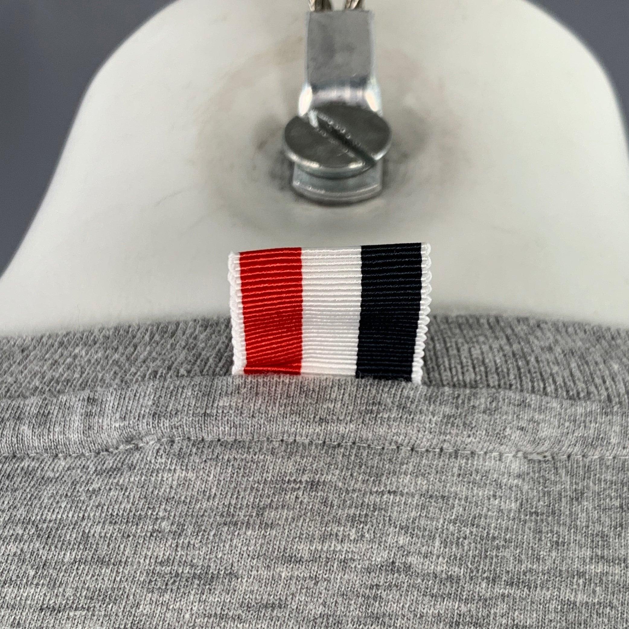 Men's THOM BROWNE Size S Grey Cotton Crew Neck Long Sleeve T-shirt For Sale