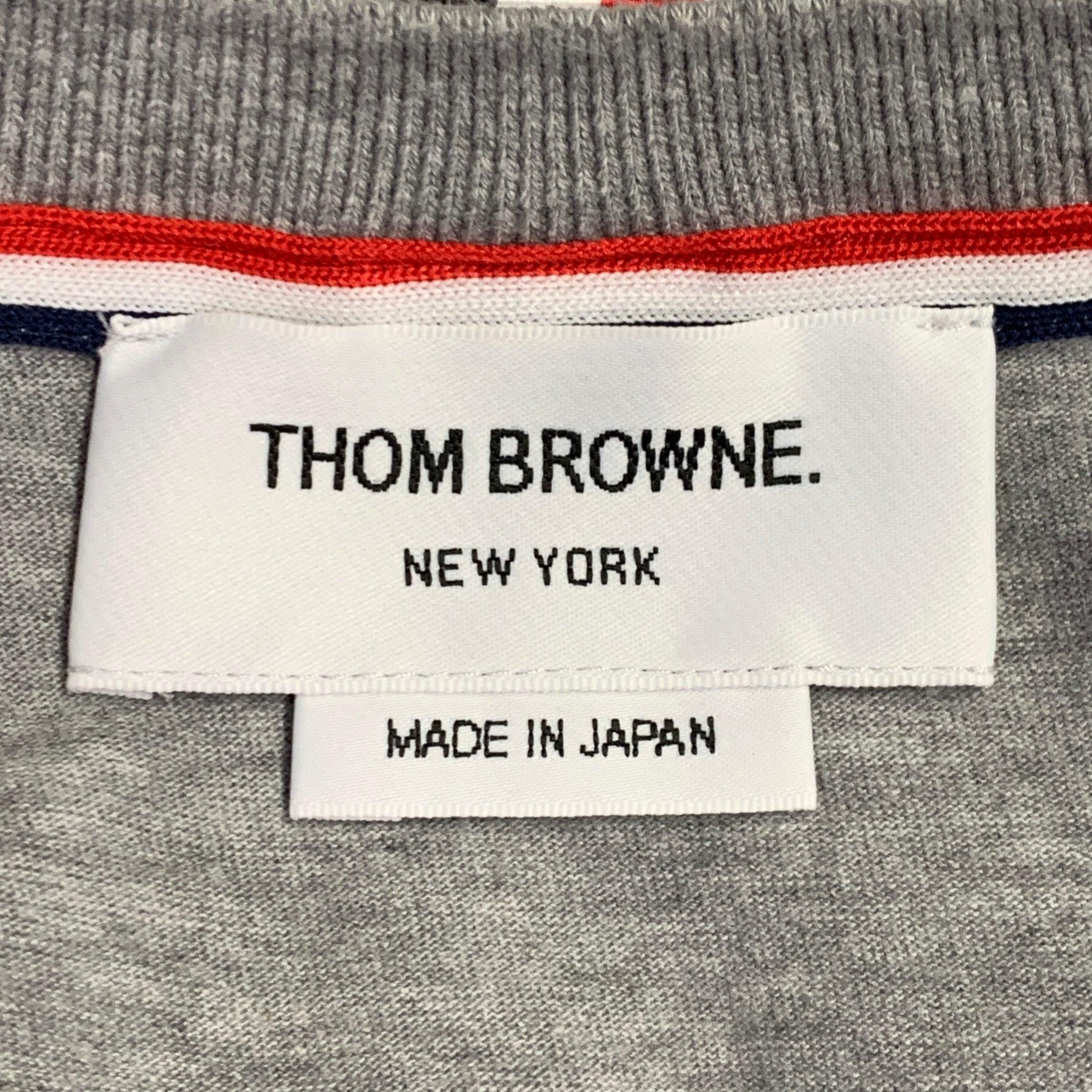 THOM BROWNE Size S Grey Cotton Crew Neck Long Sleeve T-shirt For Sale 1