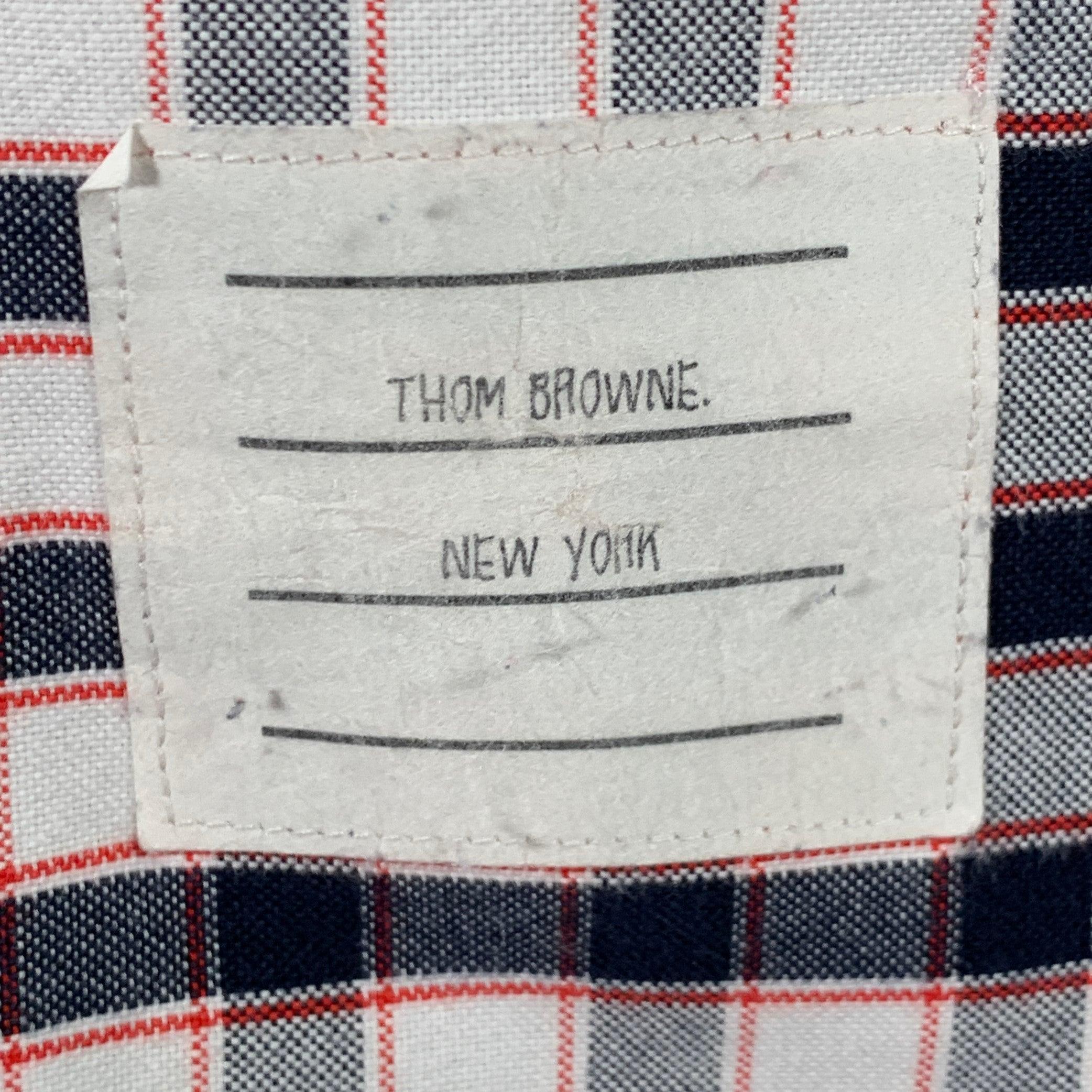 THOM BROWNE Größe S Weiß Schwarz Rot Oxford Kariertes Langarmhemd aus Baumwolle im Zustand „Gut“ im Angebot in San Francisco, CA