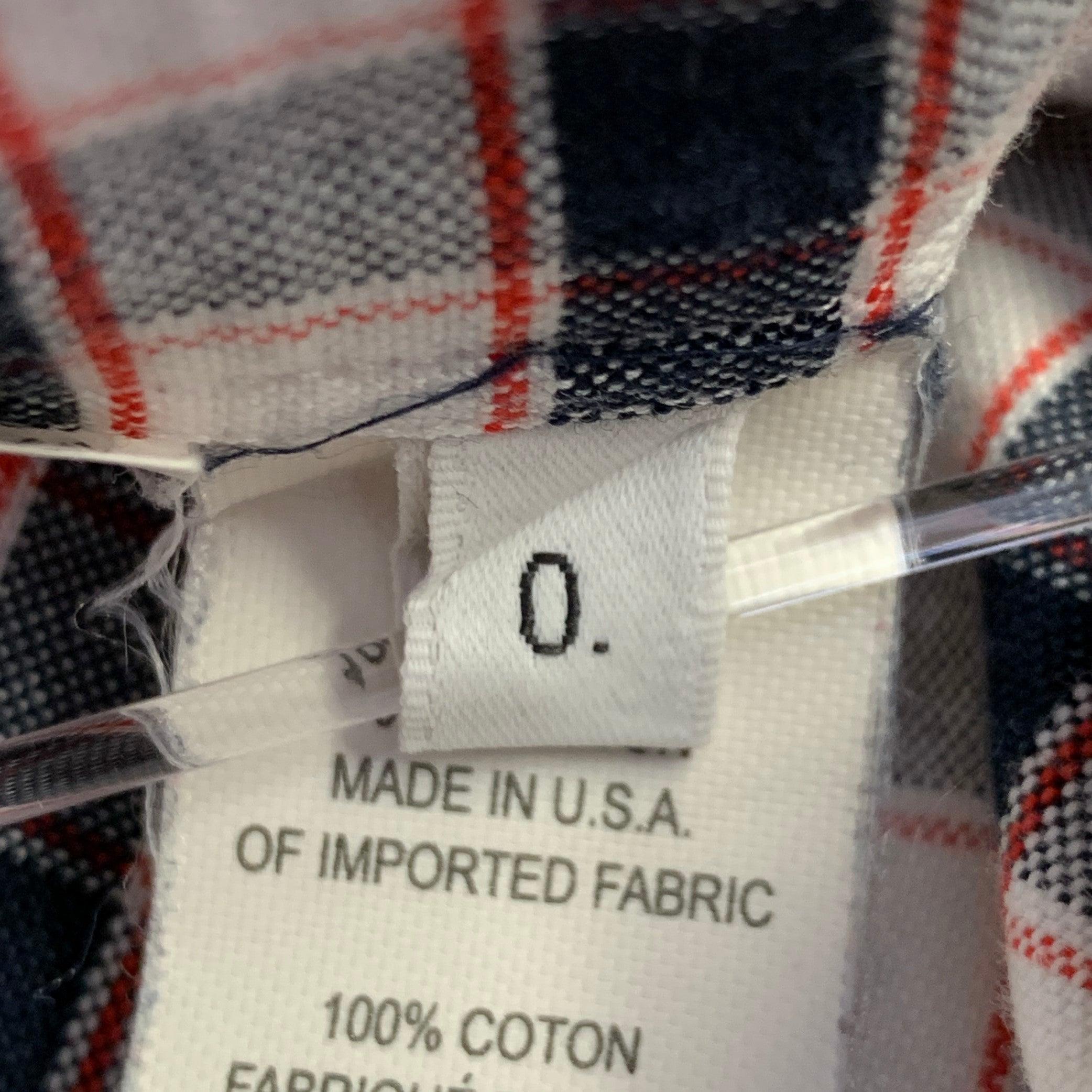 THOM BROWNE Größe S Weiß Schwarz Rot Oxford Kariertes Langarmhemd aus Baumwolle im Angebot 4