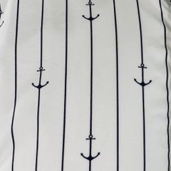 THOM BROWNE Taglia S White Navy Nautical Pinstripe Cotton One Pocket Long Sleeve Shirt