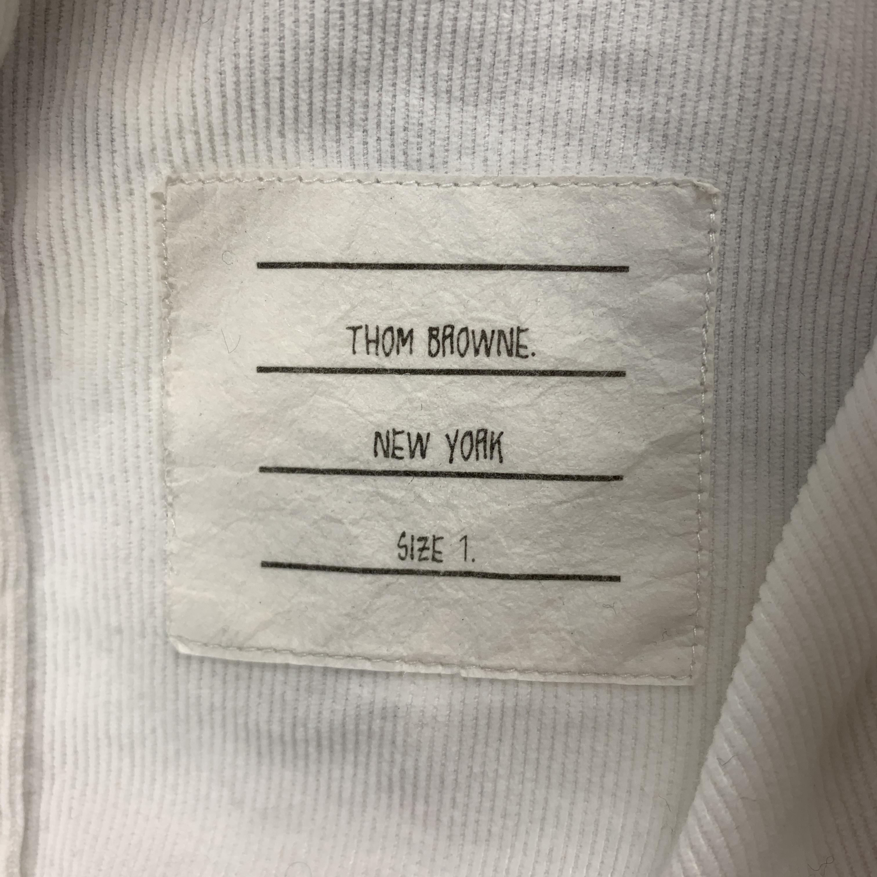 THOM BROWNE Size S White Solid Corduroy Button Down Long Sleeve Shirt In Excellent Condition In San Francisco, CA