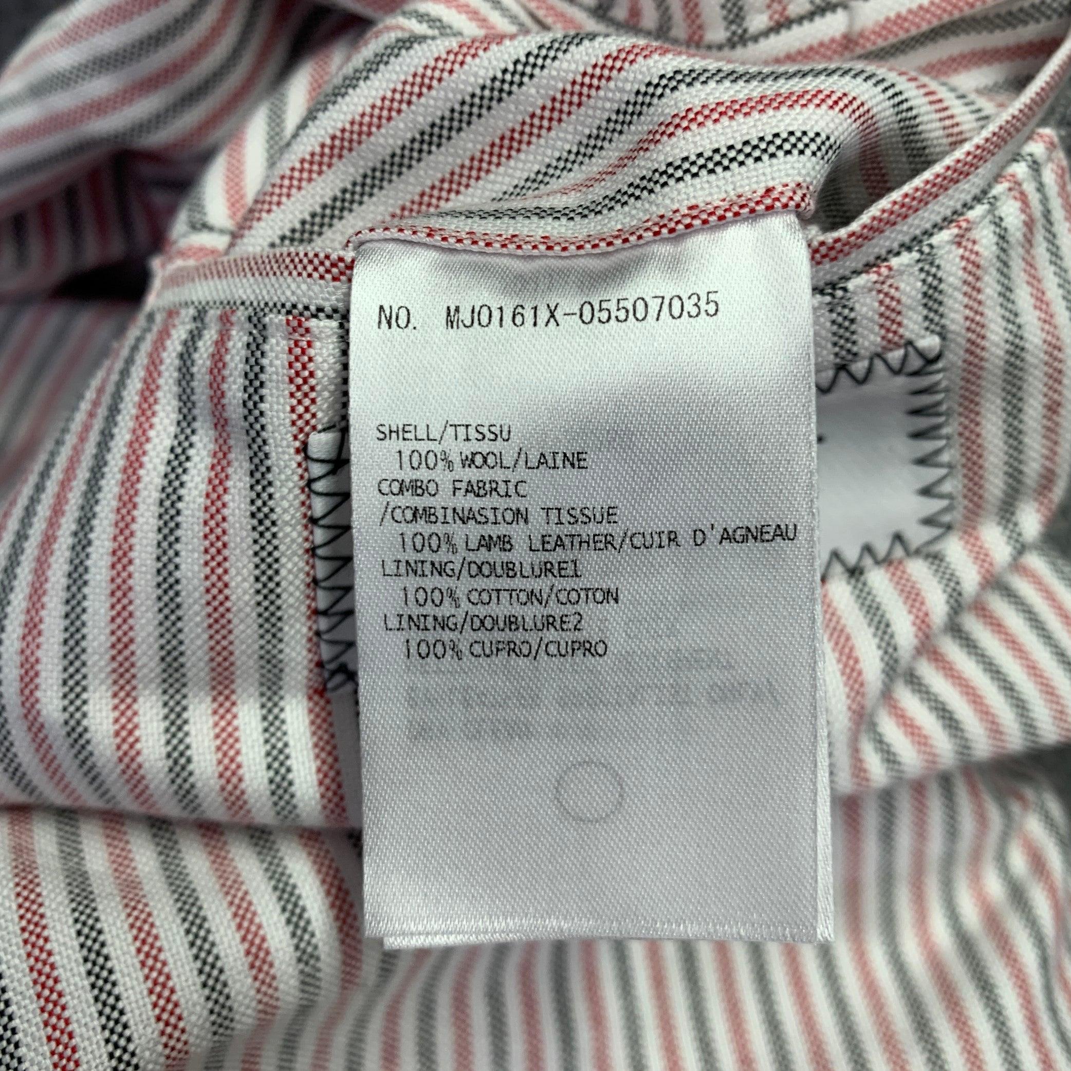 THOM BROWNE Size XL Grey White Mixed Materials Wool Varsity Jacket 4