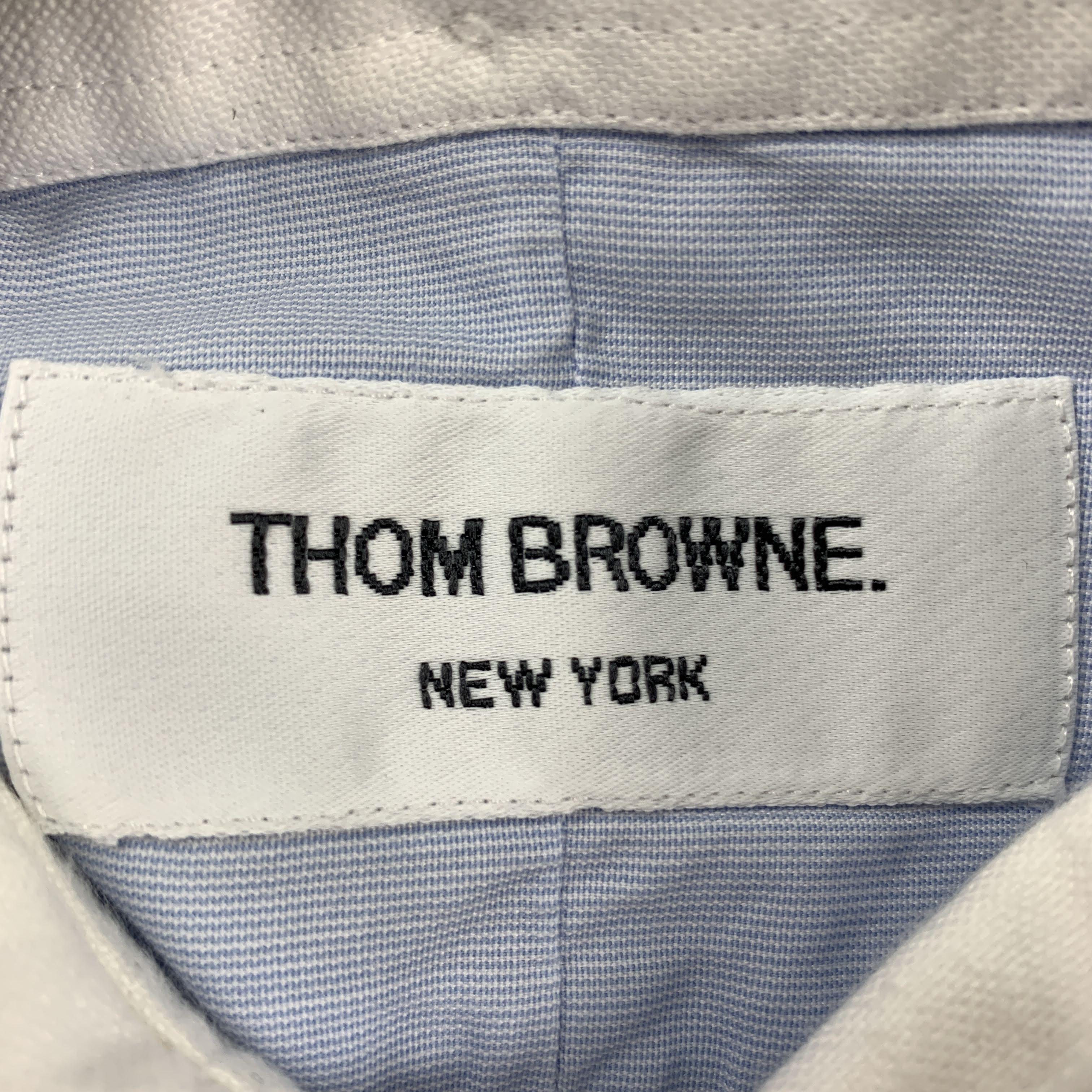 THOM BROWNE Size XL Light Blue Solid Cotton French Cuff Long Sleeve Shirt 2