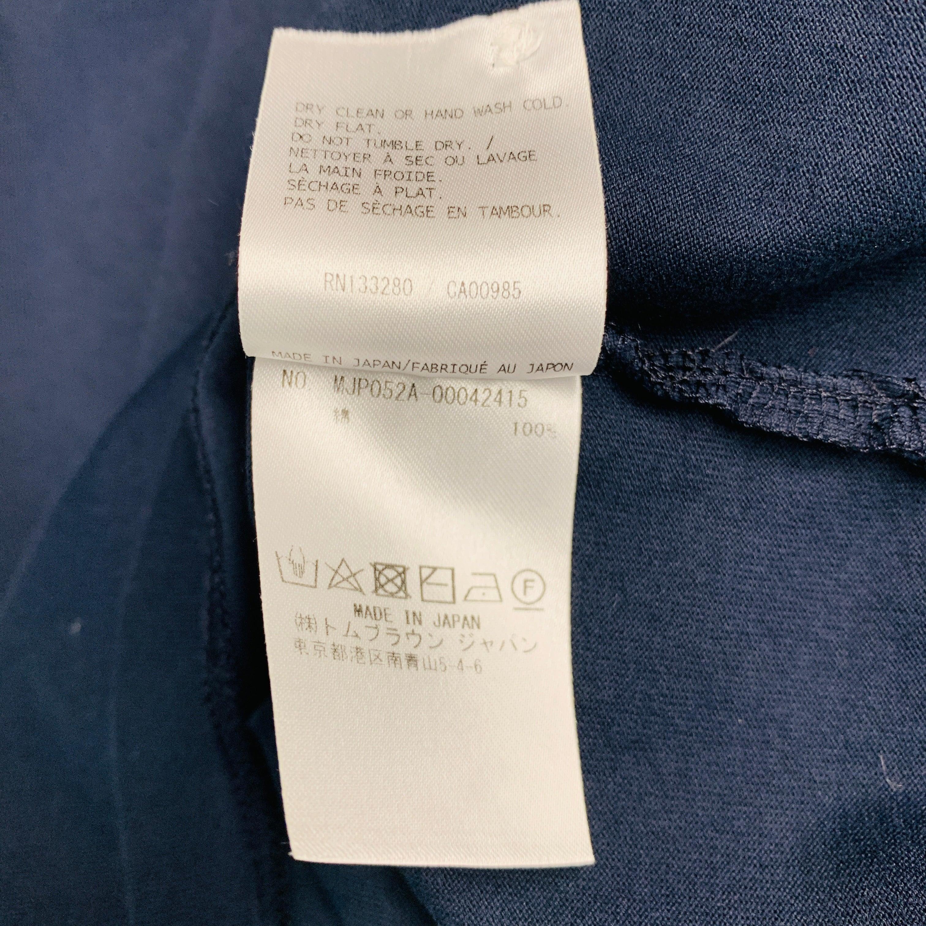 THOM BROWNE Size XL Navy Cotton Long placket Polo For Sale 3