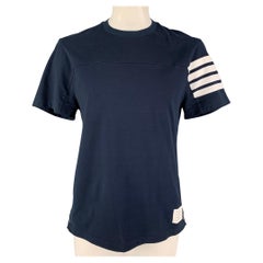 THOM BROWNE Size XL Navy White Stripe Cotton Crew-Neck T-shirt