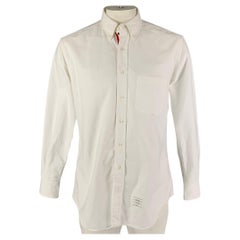 THOM BROWNE Size XL White Cotton Button Down Long Sleeve Shirt