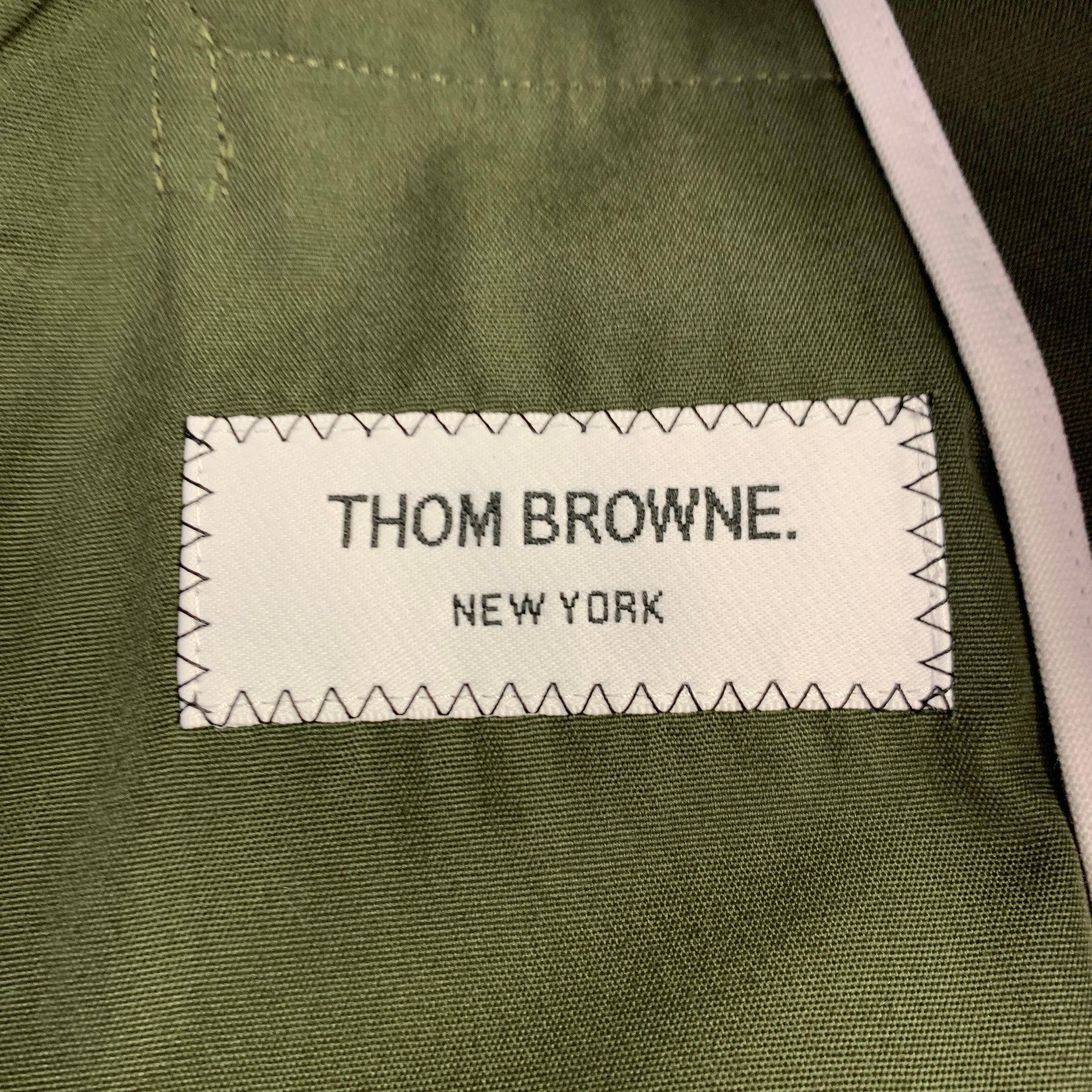 THOM BROWNE Size XS Green Olive Notch Lapel Jacket For Sale 1
