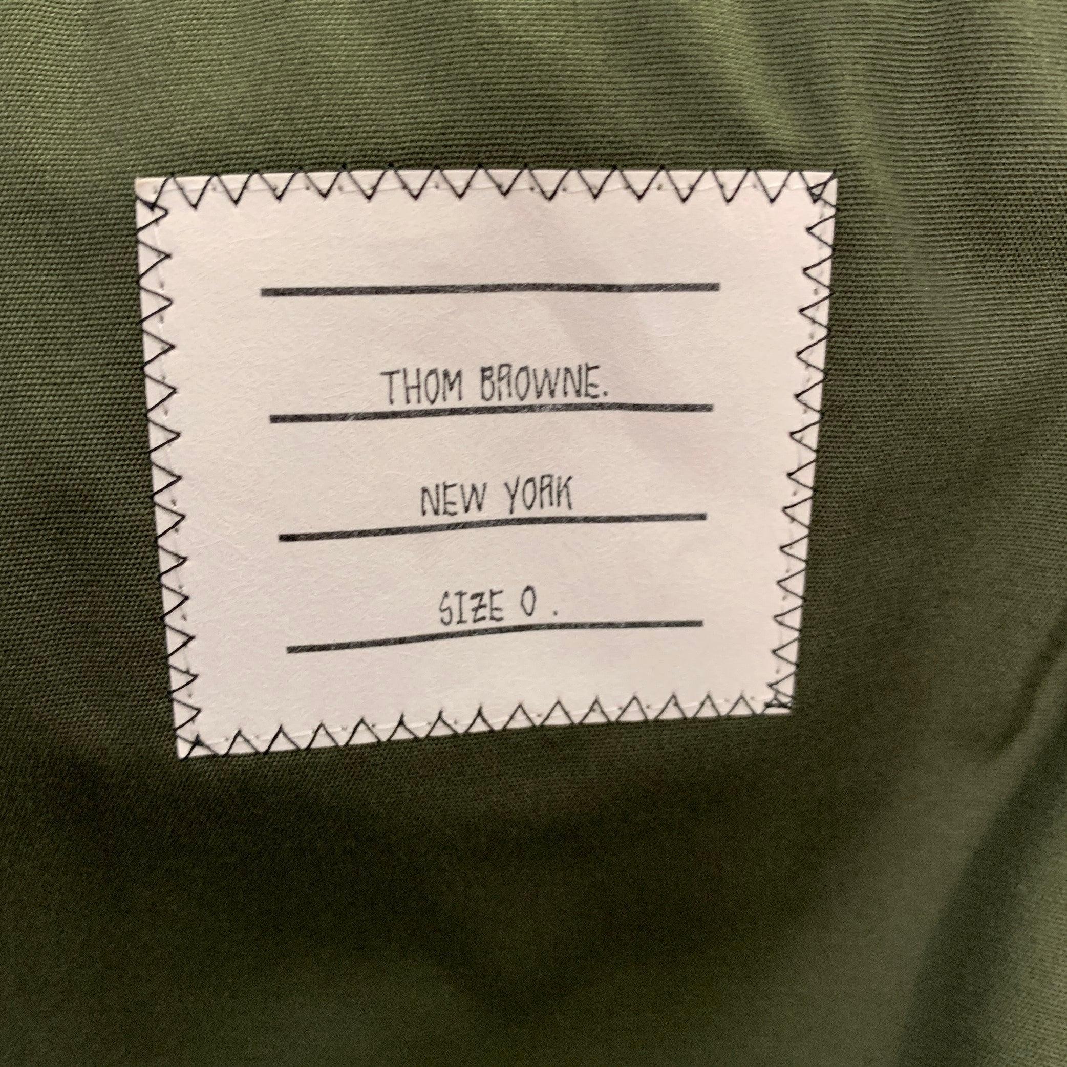 THOM BROWNE Size XS Green Olive Notch Lapel Jacket For Sale 2