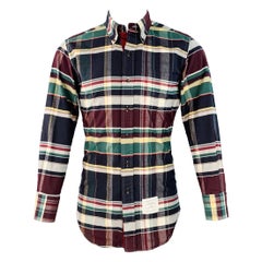 THOM BROWNE Size XS Multi Color Plaid Cotton One Pocket Long Sleeve Shirt