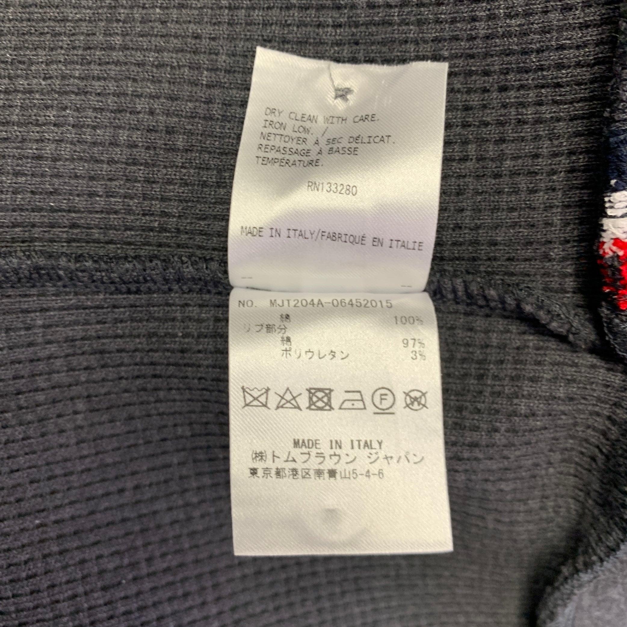 THOM BROWNE Size XXL Grey Charcoal Waffle Knit Cotton Jacket For Sale 1