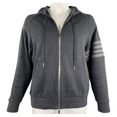 THOM BROWNE Size XXL Grey Charcoal Waffle Knit Cotton Jacket