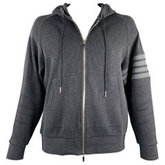 THOM BROWNE Size XXL Grey Charcoal Waffle Knit Cotton Jacket