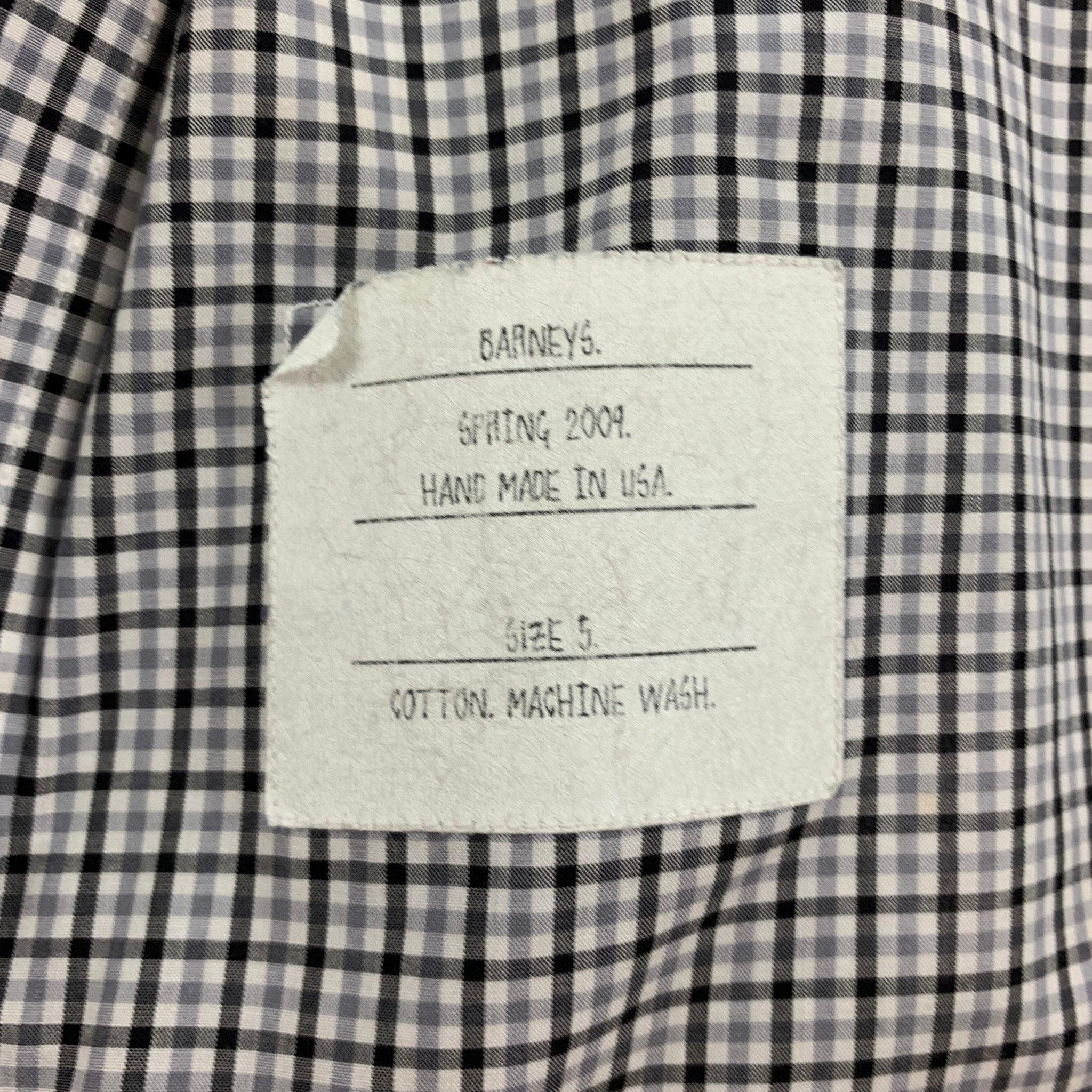Men's THOM BROWNE Spring 2009 Size L White Black Plaid Cotton Long Sleeve Shirt For Sale