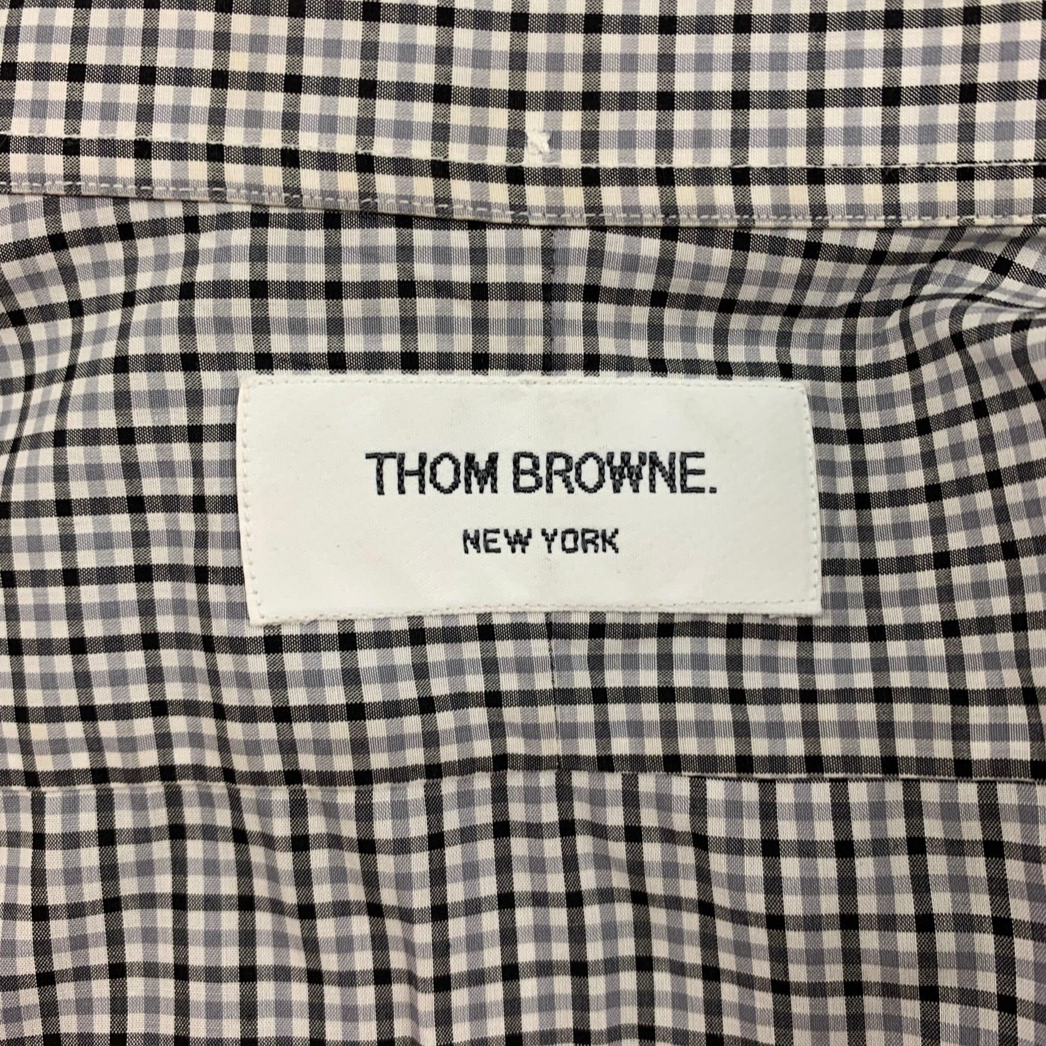 THOM BROWNE Spring 2009 Size L White Black Plaid Cotton Long Sleeve Shirt For Sale 2