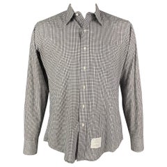 THOM BROWNE Frühjahr 2009 Größe L Weiß Schwarz kariertes langärmeliges Baumwollhemd