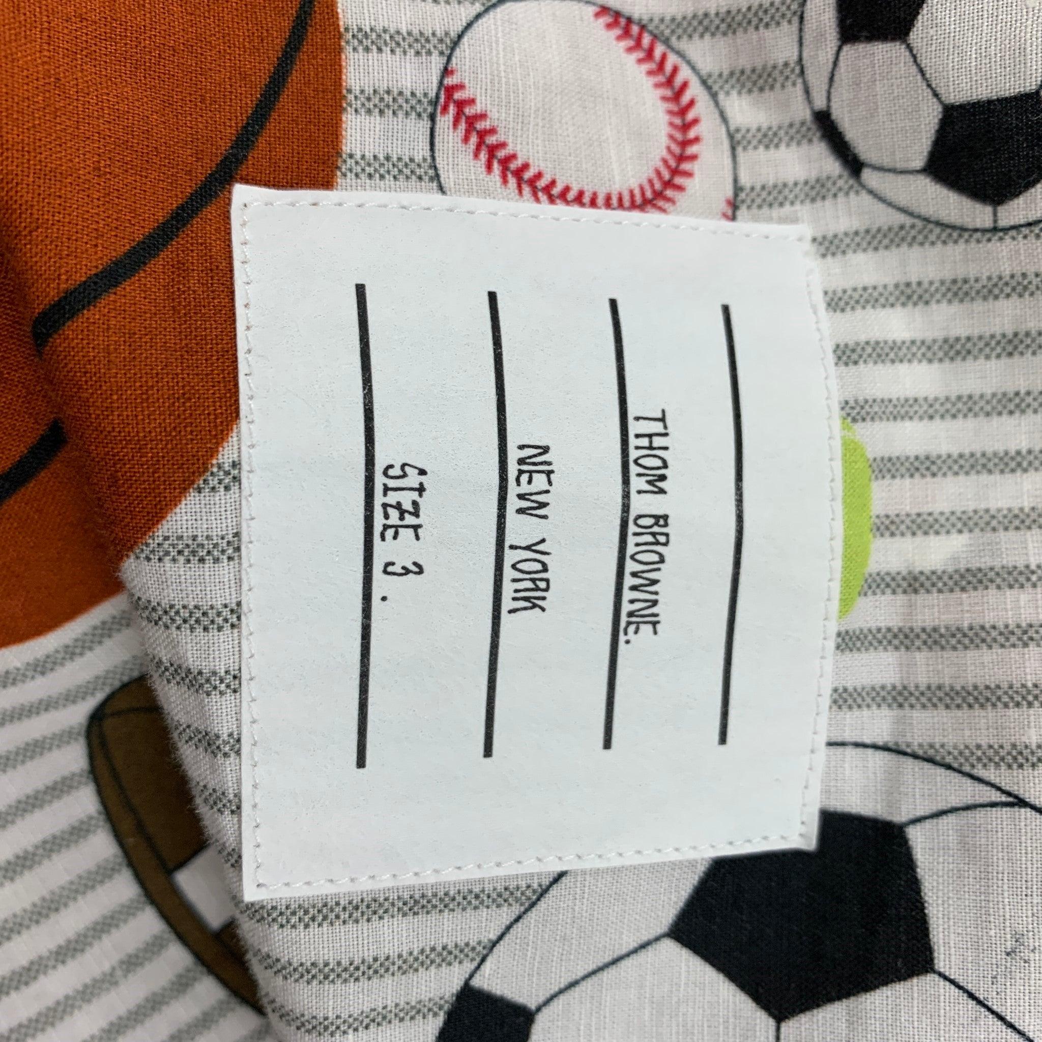 THOM BROWNE SS 20 Size M Multi-Color Cotton Blend Button Up Short Sleeve Shirt For Sale 1