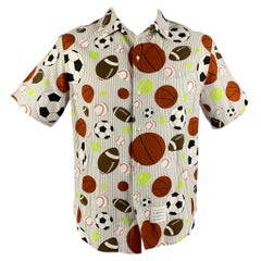 THOM BROWNE SS 20 Size M Multi-Color Cotton Blend Button Up Short Sleeve Shirt