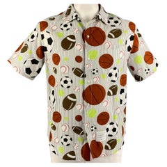 THOM BROWNE SS 20 Size M Multi-Color Graphic Cotton Blend Button Up Shirt 