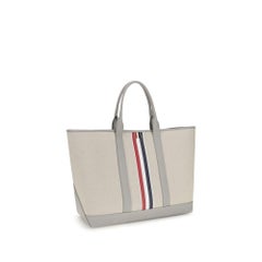 Borsa tote in tela a righe di Thom Browne — Grigio