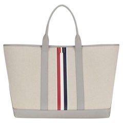 Borsa tote in tela a righe di Thom Browne — Grigio