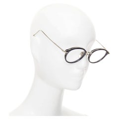 THOM BROWNE TB-011-H-NVY-SL-V-49 navy acetate silver metal optical glasses 49mm
