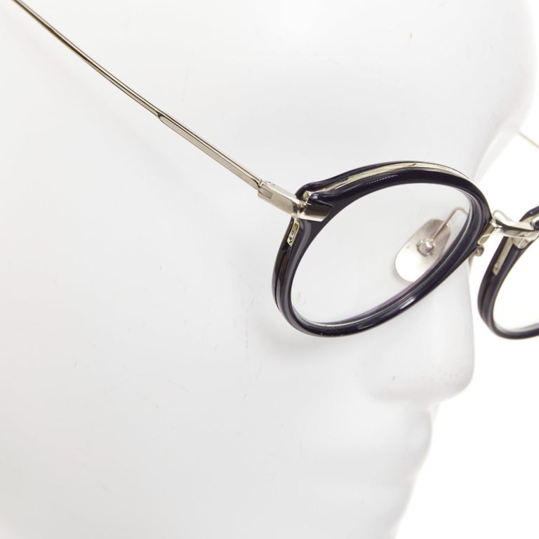 THOM BROWNE TB-011-H-NVY-SL-V-49 navy acetate silver metal optical