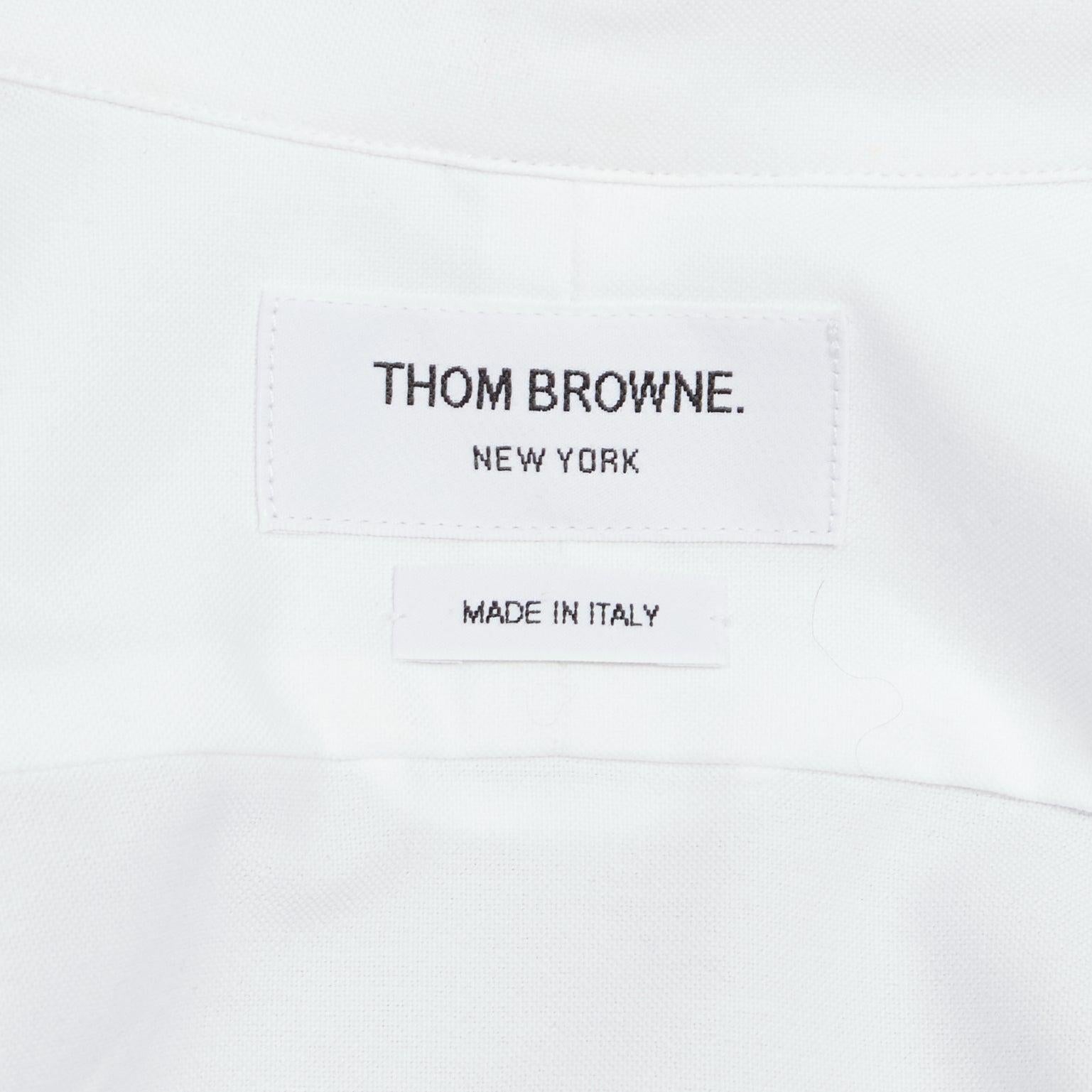 THOM BROWNE chemise habillée à rayures en coton blanc avec bandeau en gros-grain IT38 XS 6