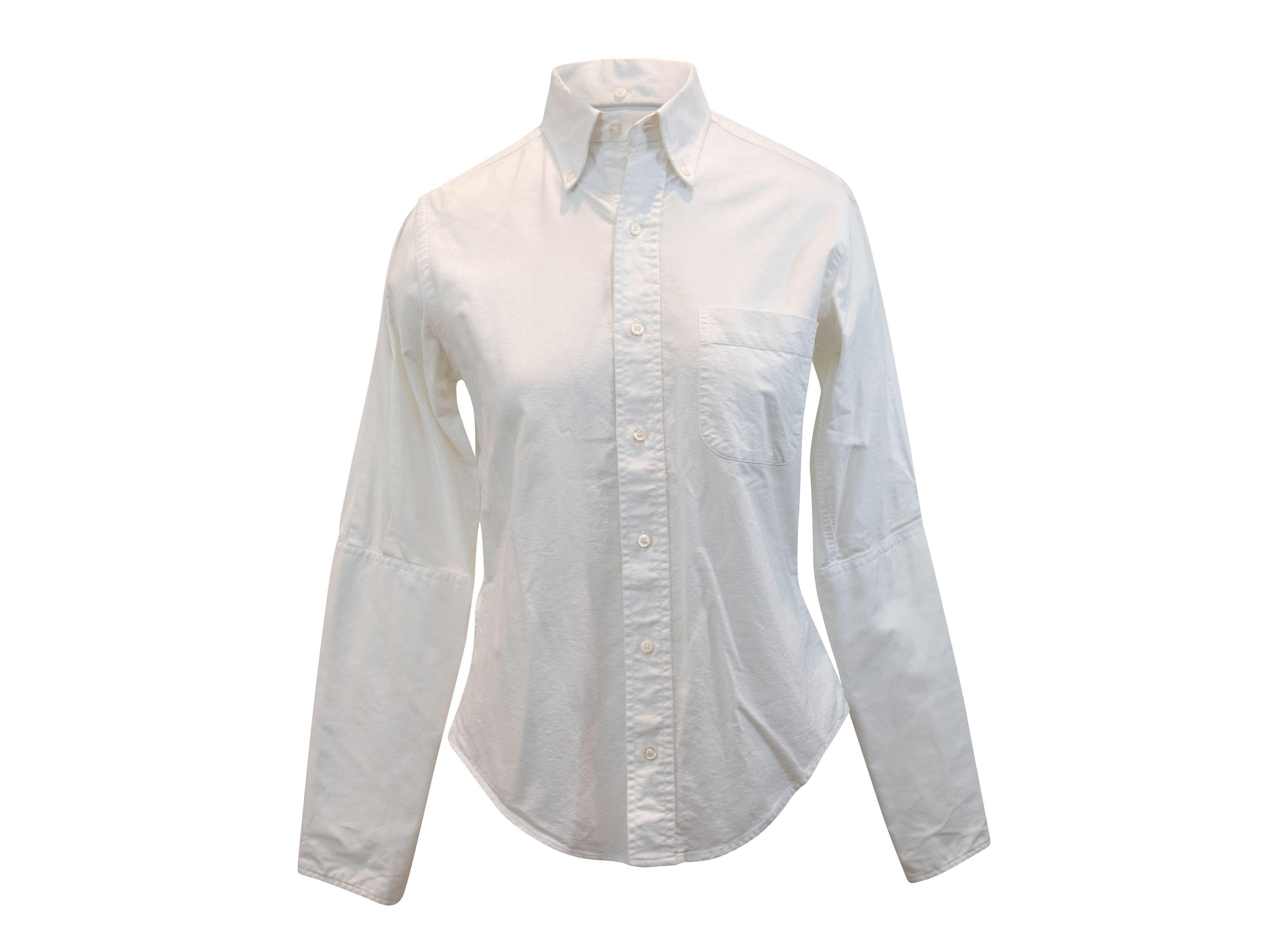 Gray Thom Browne White Long Sleeve Button-Up Top