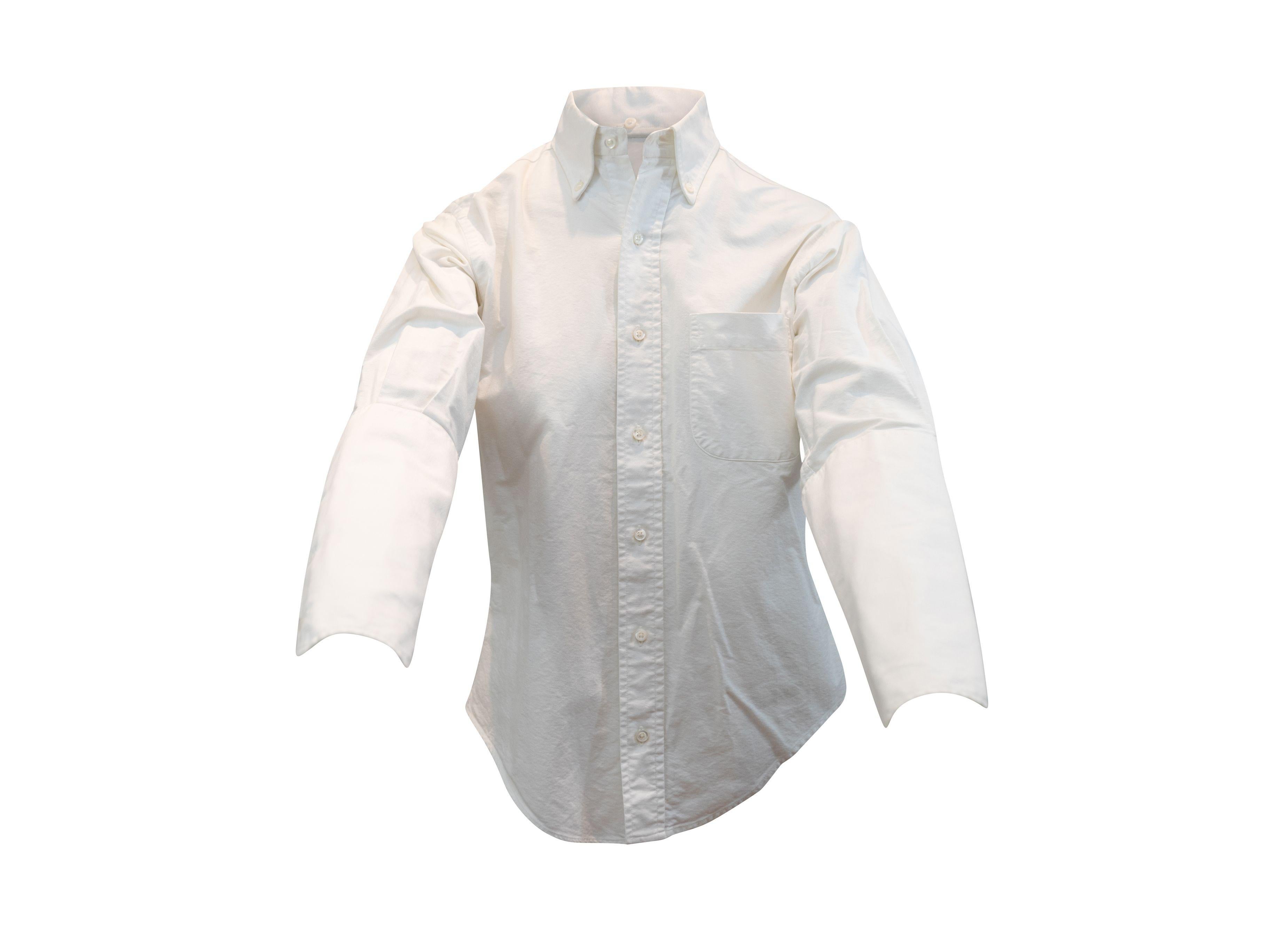 Thom Browne White Long Sleeve Button-Up Top In Good Condition In New York, NY