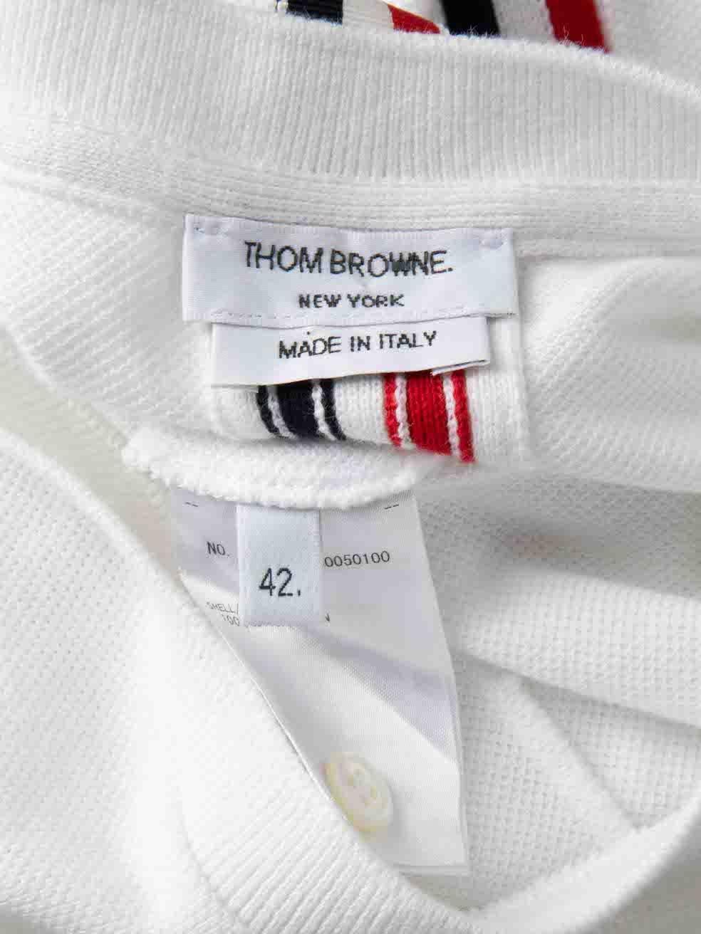 Thom Browne White Stripe Tape Detail T-Shirt Size M In Excellent Condition For Sale In London, GB