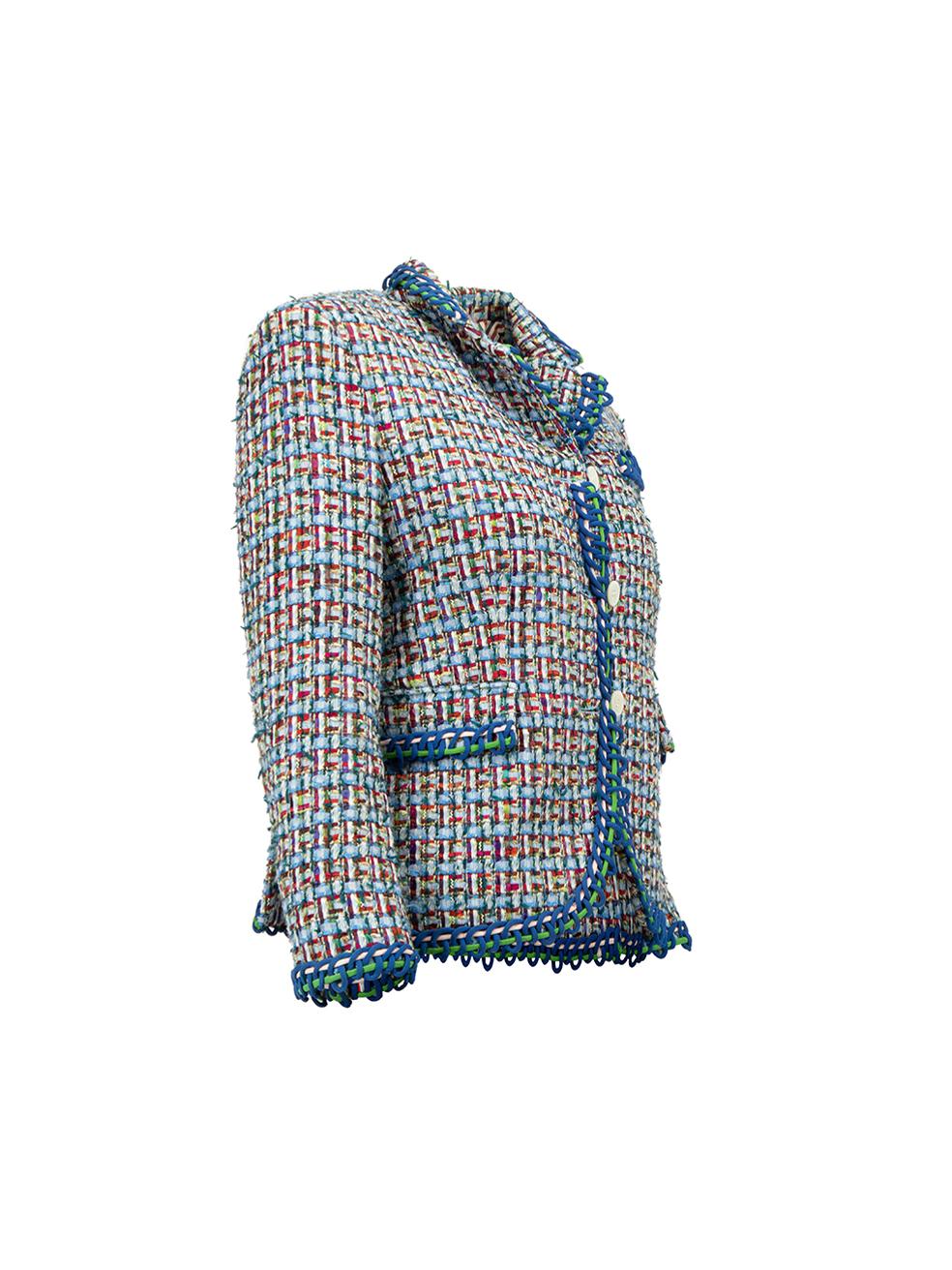 CONDITION is Very good. Minimal wear to jacket is evident. Minimal wear to the outer fabric on this used Thom Browne designer resale item. 
 
 Details
  Blue tone
 Woven tweed
 Fitted blazer
 Single breasted
 Buttoned cuffs
 Front side pockets with