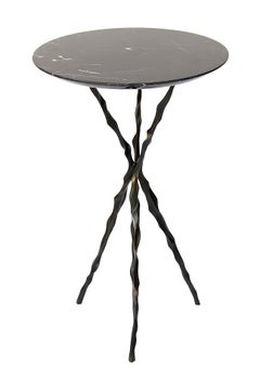 Thom Drink Table with Nero Marquina Marble Top by Fakasaka Design