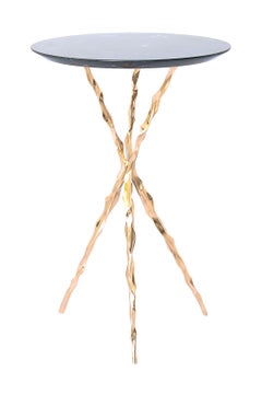 Thom Drink Table with Nero Marquina Marble Top by Fakasaka Design