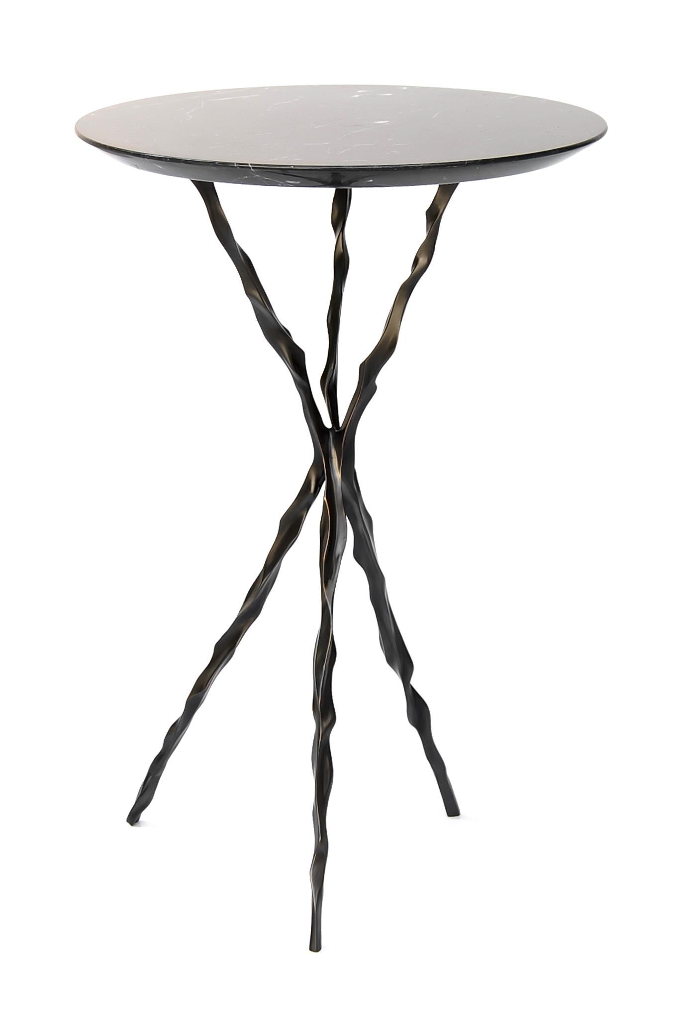 Brazilian Thom Drink Table with Nero Marquina Marble Top by Fakasaka Design For Sale