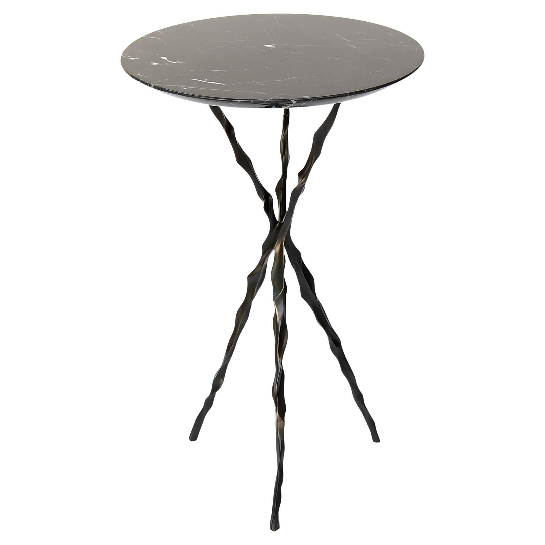 Thom Drink Table with Nero Marquina Marble Top by Fakasaka Design For Sale