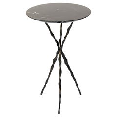 Thom Drink Table with Nero Marquina Marble Top by Fakasaka Design