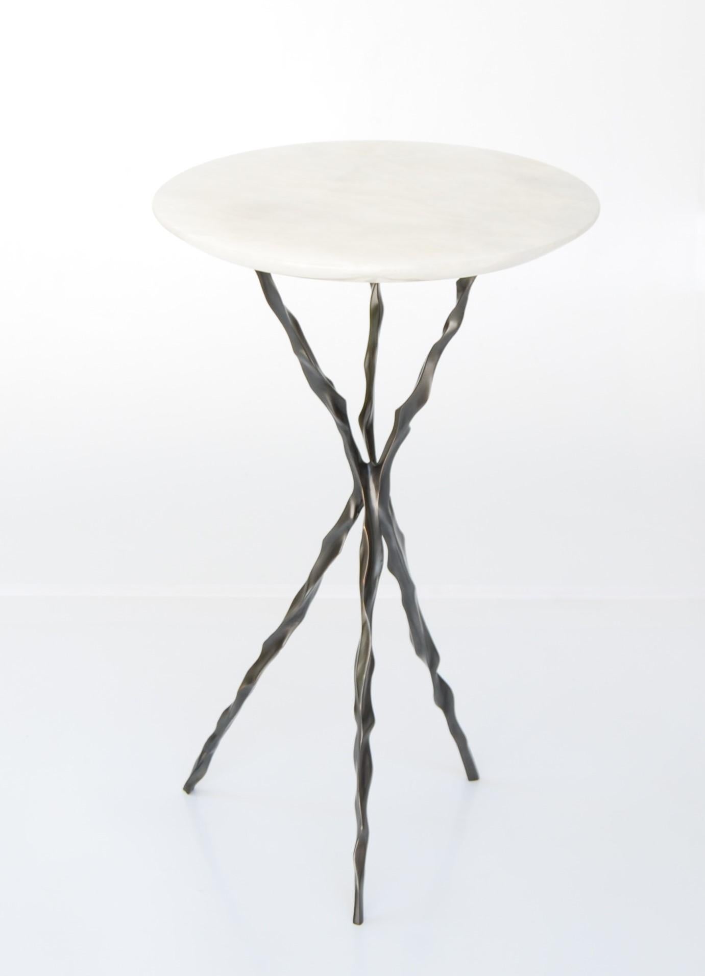Modern Thom Drink Table with Onyx Top by Fakasaka Design For Sale