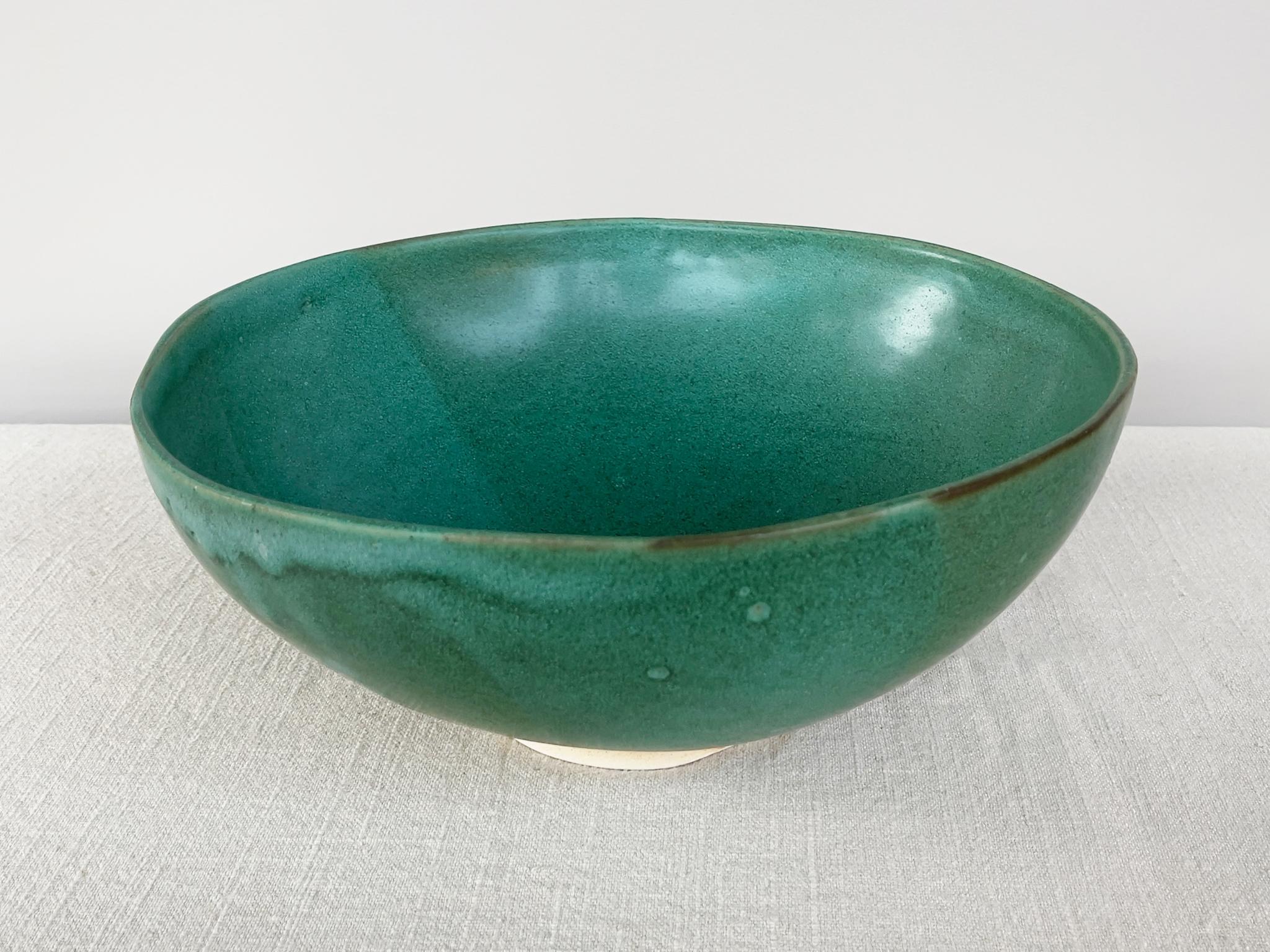 Glazed Thom Lussier Ceramic Bowl #23, From the Oxidized Copper Collection Description For Sale