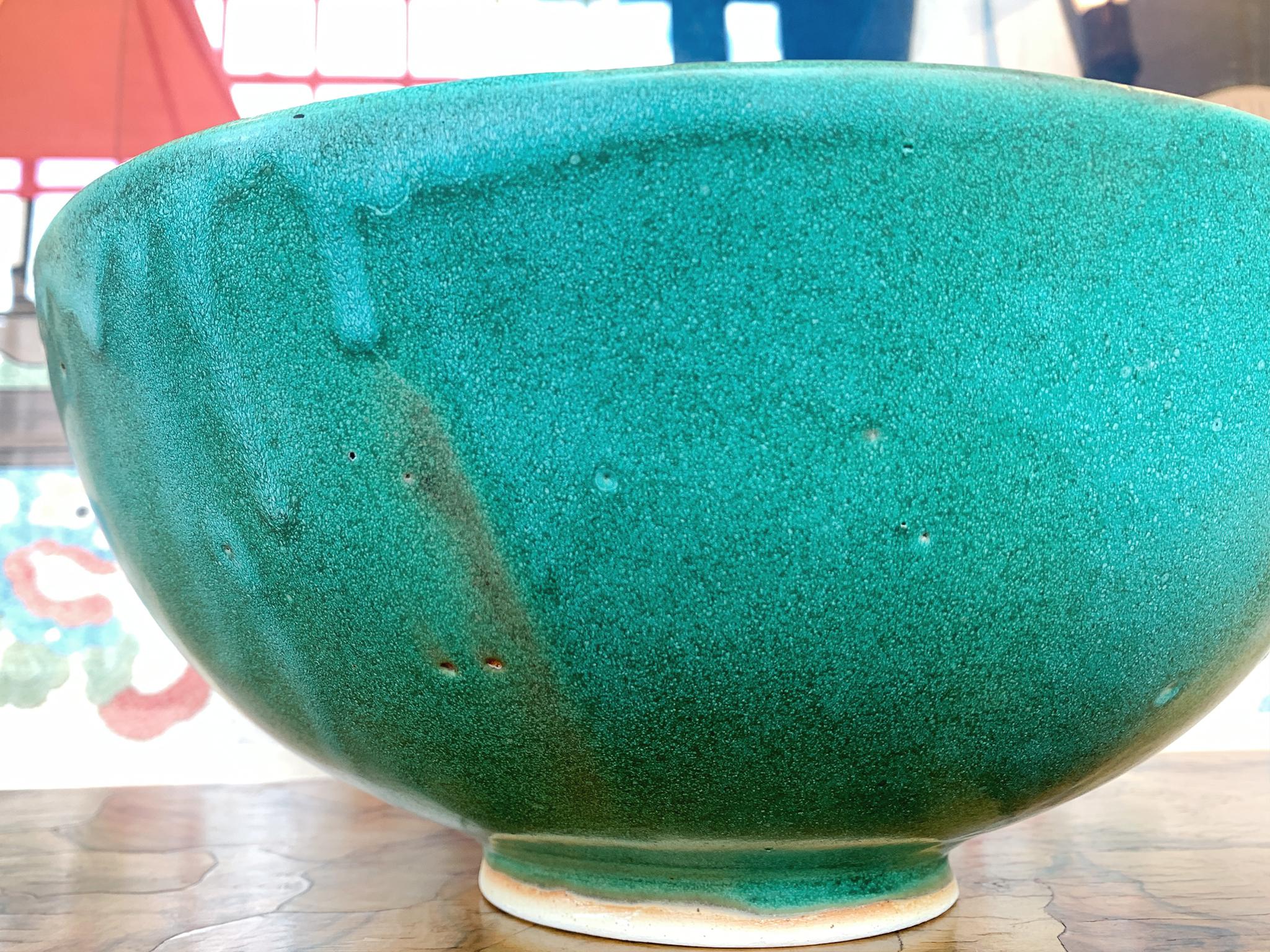 Contemporary Thom Lussier Ceramic Bowl #24, from the Oxidized Copper Collection For Sale
