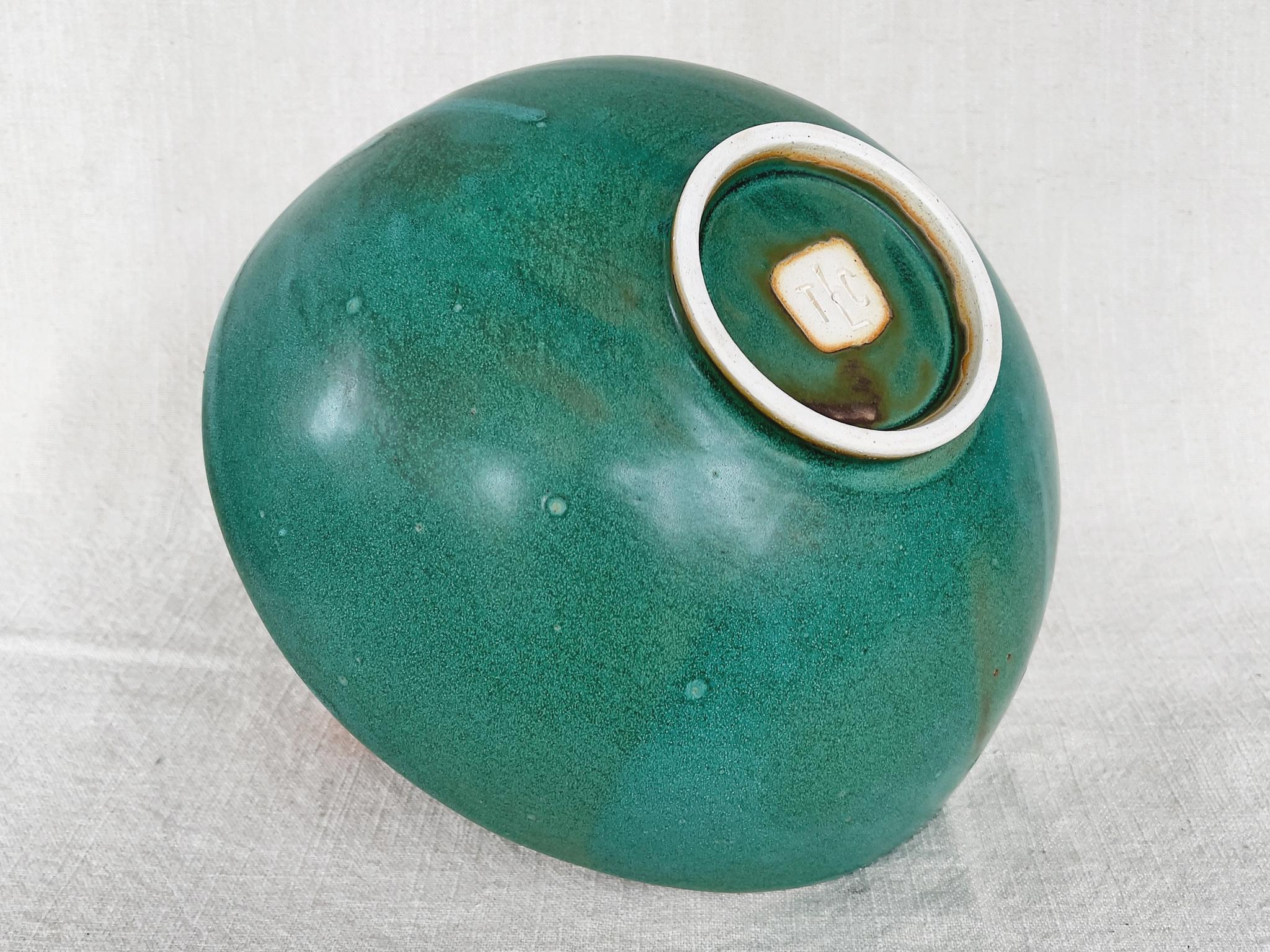 Stoneware Thom Lussier Ceramic Bowl #24, from the Oxidized Copper Collection For Sale