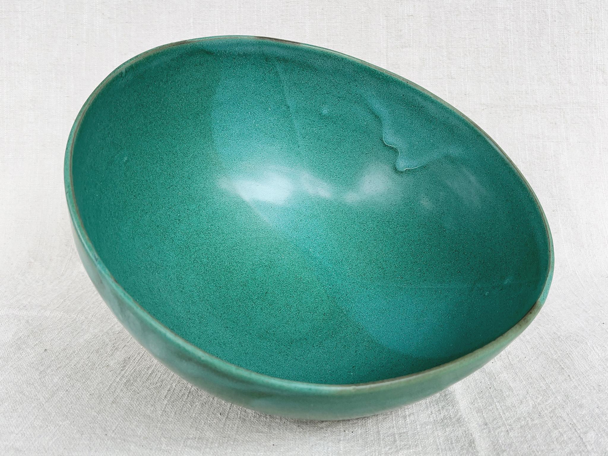 American Thom Lussier Ceramic Bowl #29, from the Oxidized Copper Collection For Sale
