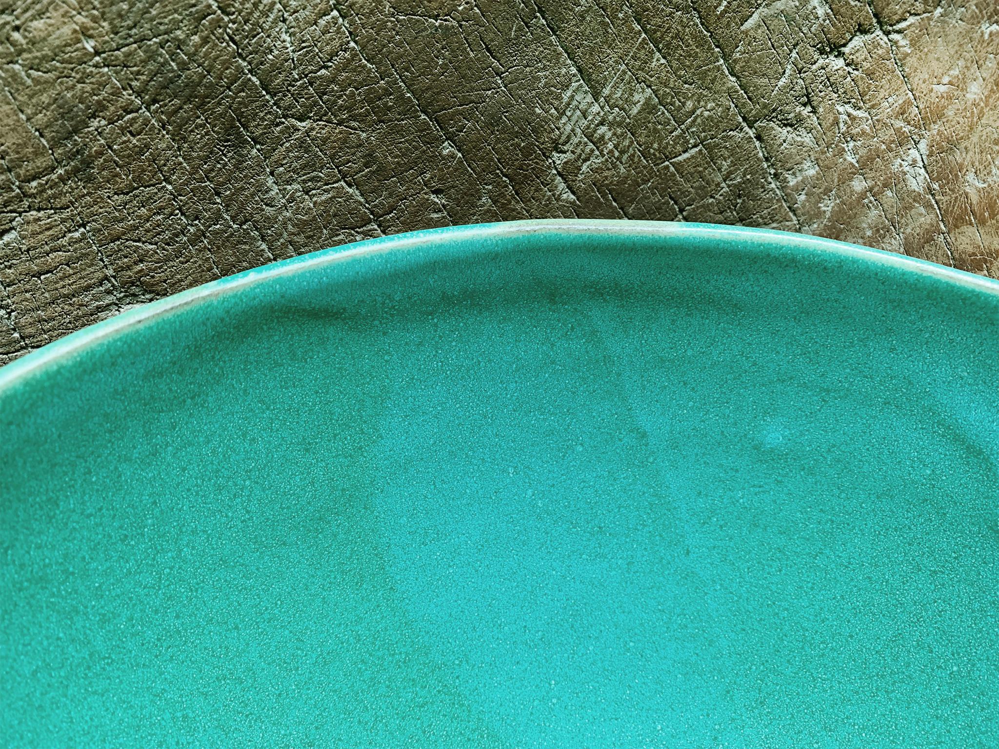 Glazed Thom Lussier Ceramic Bowl #29, from the Oxidized Copper Collection For Sale