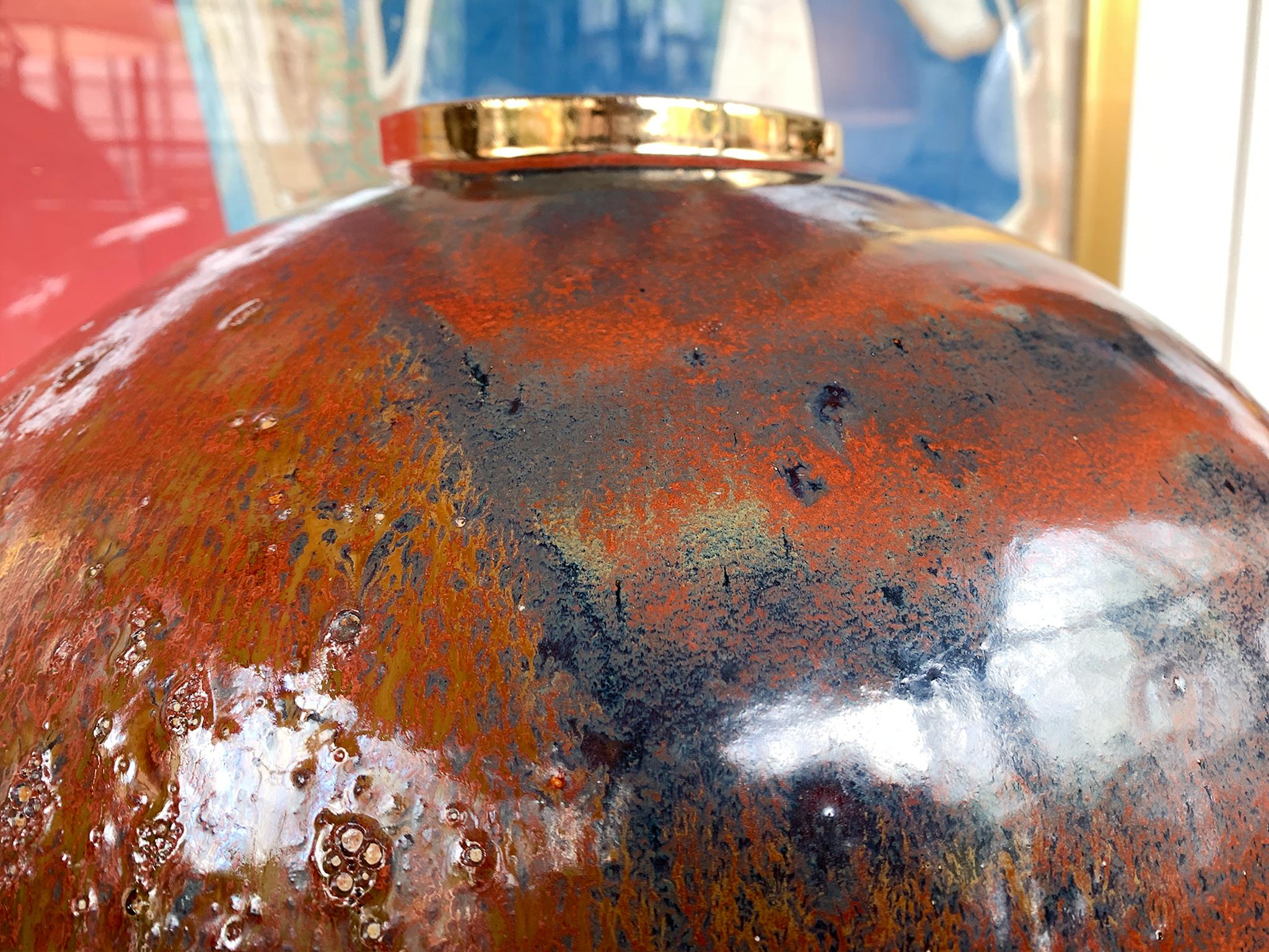 American Thom Lussier Ceramic Vessel #1 - From the Golden Patina Collection