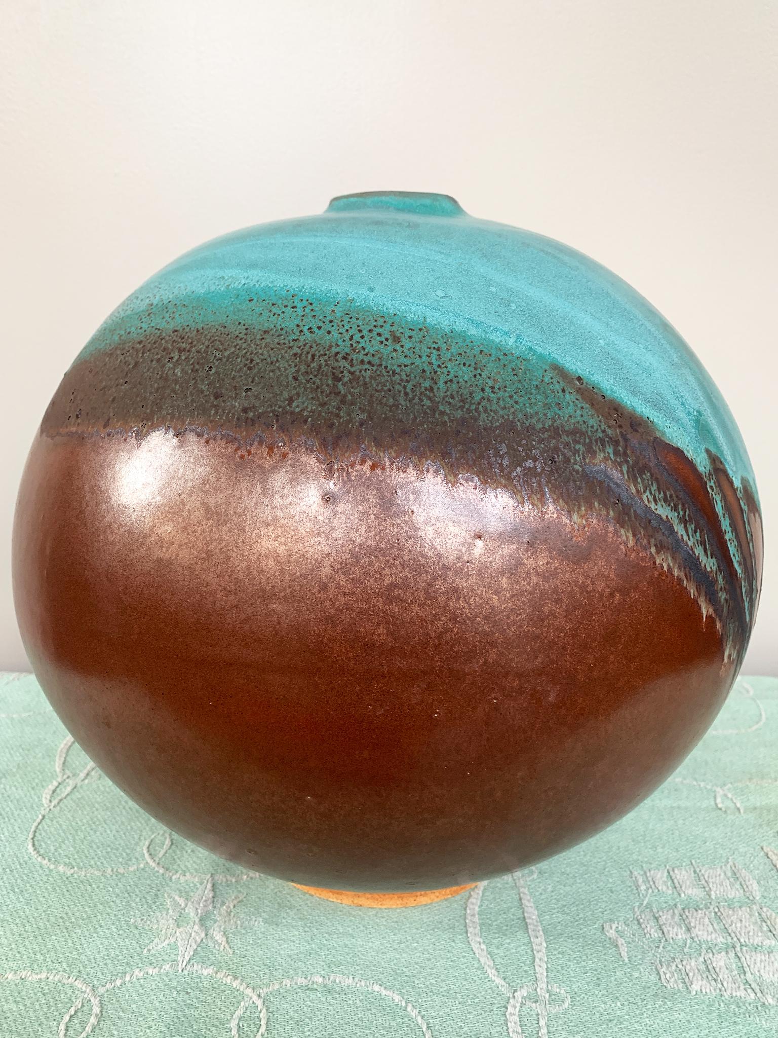 American Thom Lussier Ceramic Vessel #1, from the Oxidized Copper Collection For Sale