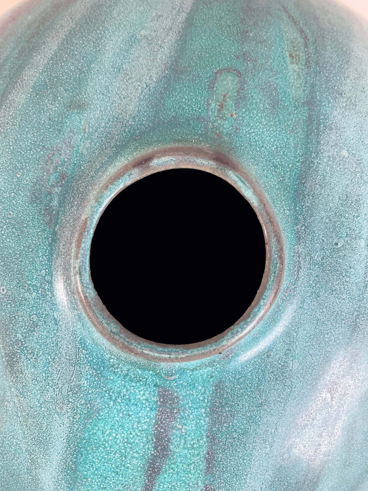 Contemporary Thom Lussier Ceramic Vessel #1, from the Oxidized Copper Collection For Sale