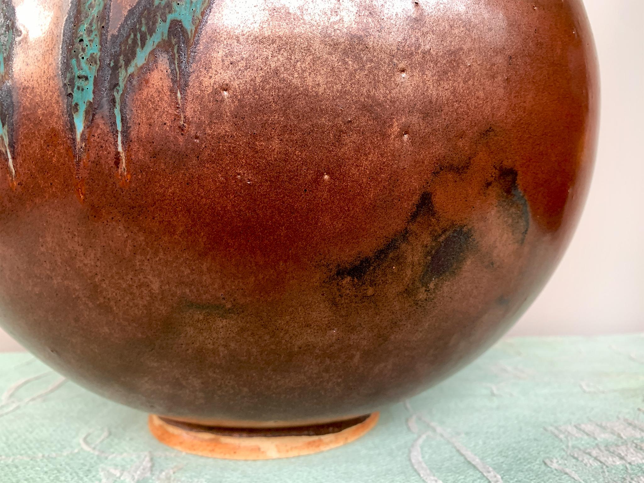 Thom Lussier Ceramic Vessel #1, from the Oxidized Copper Collection For Sale 2