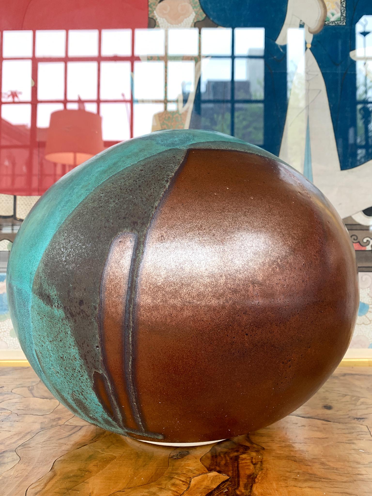 Thom Lussier Ceramic Vessel #2, from the Oxidized Copper Collection In New Condition For Sale In New York, NY