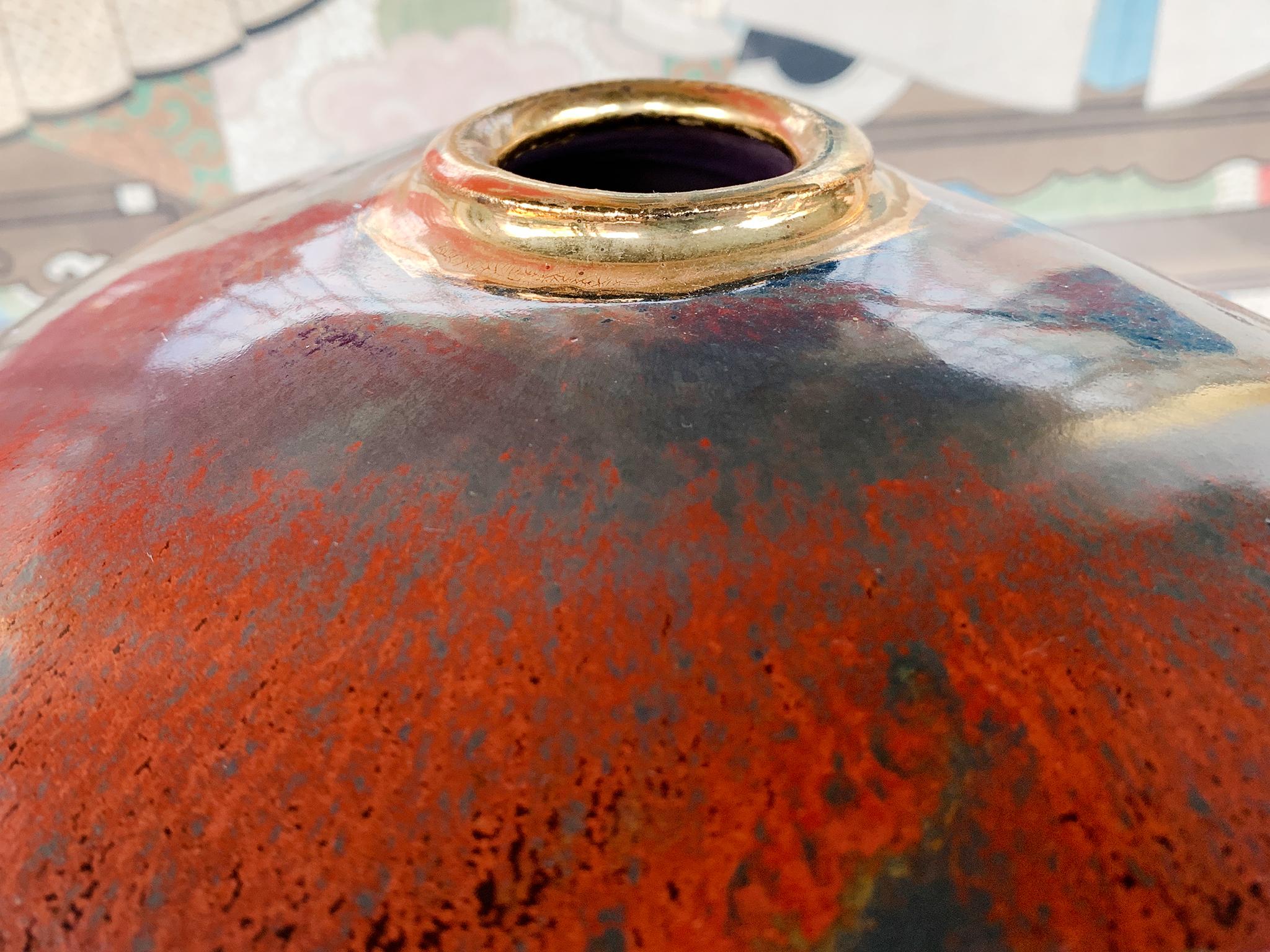 Stoneware Thom Lussier Ceramic Vessel #3, from the Golden Patina Collection For Sale